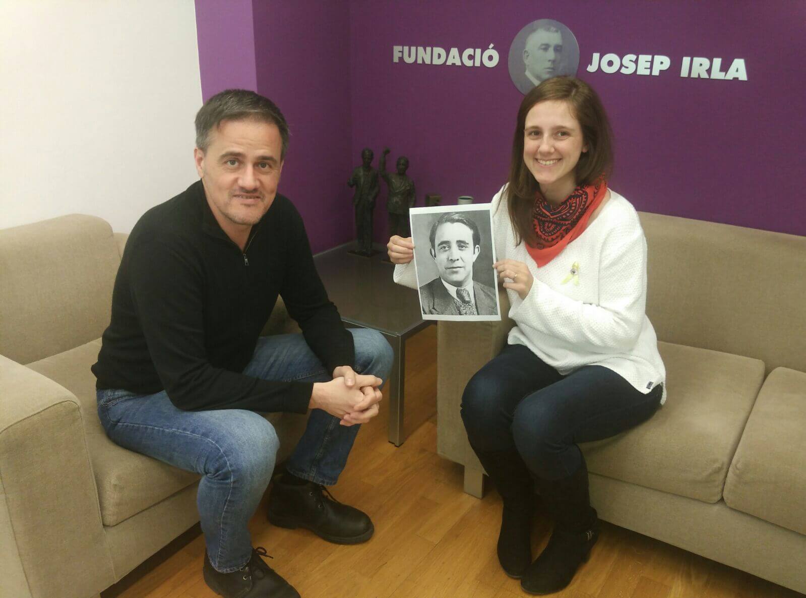 Josep Vall, director executiu de la Fundació Josep Irla, i Olga Palahí, guanyadora de la Beca