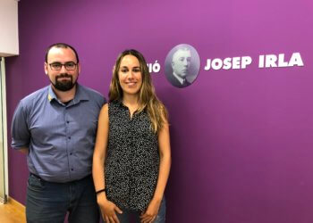 Berta Florés es reuneix amb el director acadèmic de la Fundació, Lluís Pérez