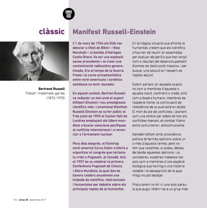 Manifest RussellEinstein Fundació Josep Irla